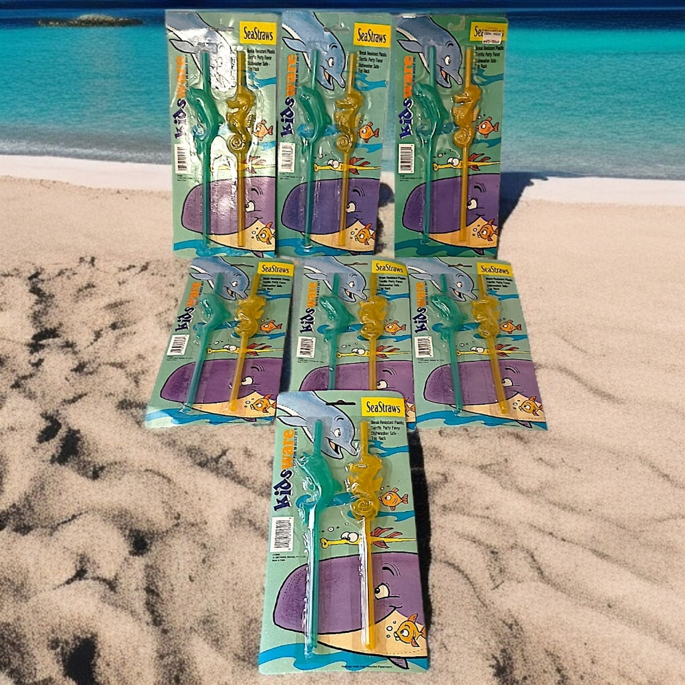 14 Kidsware Animal Straws Seastraws Dolphin Seahorse Vintage 1992 Reusable Party